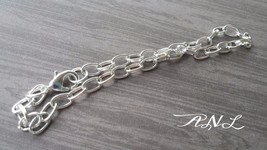 Silver Charm Bracelet Link Cable Chain Bracelet Making Shiny Silver Tone - £4.39 GBP