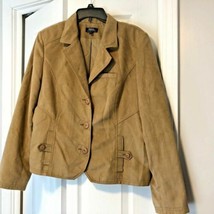 Tribal Womens Sz 14 Lined Beige Button Up Jacket Coat 100% Polyester - $29.69