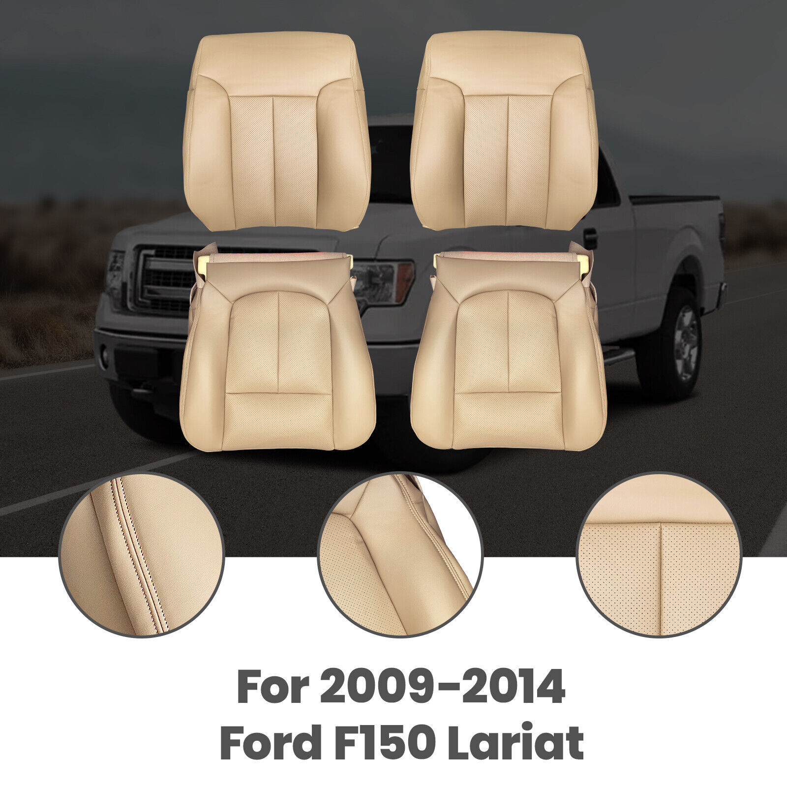 Primary image for Driver Passenger Leather Seat Cover for Ford F150 Lariat 2009-2010-2011-2014