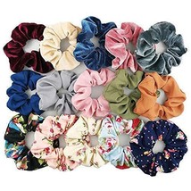 Multicolour Scrunchies Velvet Chiffon Cotton Elastic Hair Bands for Women 30 pcs - £19.35 GBP