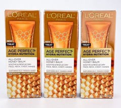 LOreal Age Perfect Hydra Nutrition All Over Honey Balm 1.7 Fl Oz Ea Lot Of 3 - £18.44 GBP