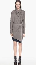 Helmut Lang Sonar Wool Leather Belted Cardigan Sweater Jacket Taupe P XS - £143.08 GBP
