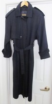 NEIMAN MARCUS Long Coat Military Look Rayon Poly Blend Lined Navy Blue Size 4 - £47.93 GBP