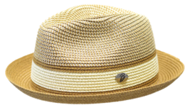 Men's Bently Semi Crushable Fedora Briad Straw Hat Dante DA224 Ivory Cognac image 2