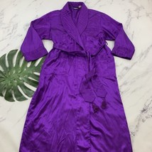 Night Dimensions Womens Vintage 80s Satin Robe Size M/L Purple Tassels Glam - $34.64