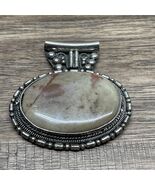 Vintage Silver Tone Jasper Pendant Charm Native American Estate Jewelry KG - $14.84