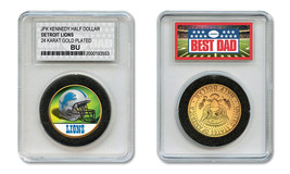 Detroit Lions Nfl *Greatest Dad* Jfk 24KT Gold Clad Coin Special Ltd. Case - £8.14 GBP