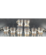 (8) Libbey Greek Key Coffee Cups Metal Handles Set Vintage Drink Glasses... - £39.12 GBP