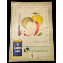 Morton Salt Vintage Original Print Ad Color 1955 Apples Pertchik Art - £10.39 GBP