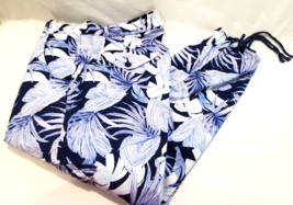 Caribbean Joe Womens 14 LightWeight Capri Pants Leaf Pattern Blue - $24.65