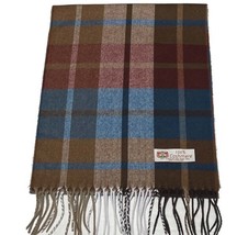 Men Womens 100% Cashmere Scarf Made In England Plaid Brown Blue/Wine #10... - £15.56 GBP