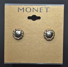 NEW Monet 1/2" Round Gold Tone Earrings - £10.88 GBP