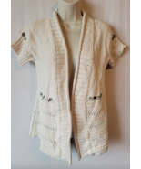 Pure Handknit S/M ivory knit sweater top embellished - £30.09 GBP