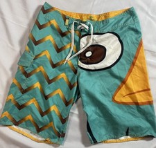 Phineas and Ferb Men&#39;s Size 32 Waist Board Shorts/Swim Trunks Perry The Platypus - £7.44 GBP