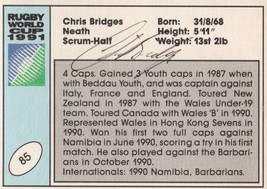 Chris Bridges Wales Welsh Hand Signed Rugby 1991 World Cup Card Photo - £6.38 GBP