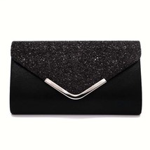 Women Satin Evening Bag Bridal Party Day Clutch Sequin Envelope Handbag Glitter  - £52.95 GBP