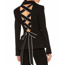 Fashion sexy women suit 1pcs blazer crystal bow collar waist design back thumb200