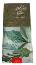 Christmas Fabric Napkins Set of 4 Poinsettia Flourish 17x17 Easy Care Po... - £17.92 GBP