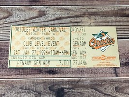 Baltimore Orioles Winter Carnival Club Level Event 1996 ticket stub Baseball MLB - £5.50 GBP