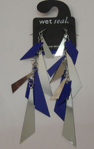WET SEAL Blue Metal Pieces Earrings Drop Dangle Hook Fasteners - £7.86 GBP