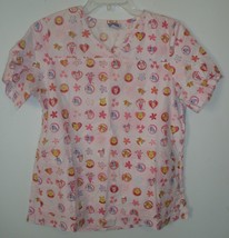 WOMENS DISNEY &quot;Pooh&quot; PRINT S/S SCRUBS TOP  SIZE S - £12.48 GBP