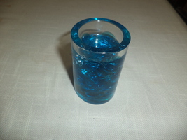 Blue Round Resin Candle Holder - $10.00