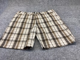 Hurley Shorts Mens 34  Brown Madras Plaid Chino Pockets Belt Loops - £10.85 GBP