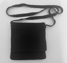 Old Navy Black Small Crossover Woven Olefin Purse Black Nylon Lining Flap Zip - £17.31 GBP