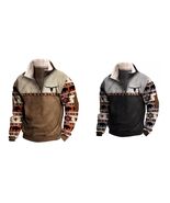 Western Sweatshirts for Men Cow Ethnic Print Quarter Zip Fleece Pullover Sweatsh - $25.77