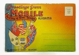 1937 Unmailed Greeting From Mobile Alabama Souvenir View Foldout Postcard - £11.66 GBP