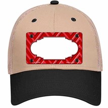 Red Light Red Large Scallop Chevron Novelty Khaki Mesh License Plate Hat - £22.32 GBP