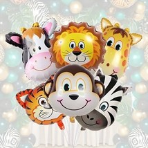 12pcs Small Animal Head Aluminum Foil Balloons Safari Theme Party Decoration UK - £4.97 GBP