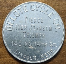 Lincoln, Nebraska NE Belote Cycle Co. Pierce Iver Johnson Triumph Bicycle Token - £9.17 GBP