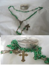 Praying rosary with beads in green Murano glass Made in Italy from 1960s... - $24.00