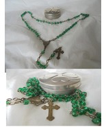 Praying rosary with beads in green Murano glass Made in Italy from 1960s... - £18.87 GBP