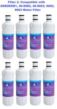 Fit Ice &amp; Water Refrigerator Filter2 EDR2RXD1 Filter W10413645A W10413645 8 Pack - £86.49 GBP