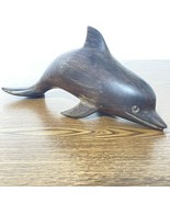 Vintage Hand Carved Ironwood Dolphin Figure Sculpture 8.75” Long Dark Wo... - $9.79