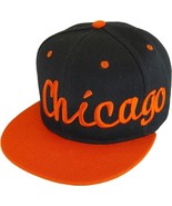 Chicago City Name Offset Script Snapback Baseball Cap (Black/Red) - $27.28 CAD