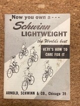 Vintage original SCHWINN Lightweight CARE MANUAL &quot;HOW TO CARE FOR IT&quot; - £5.97 GBP