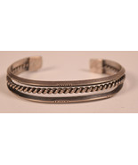 Vintage Sterling Silver Navajo Stamped Cuff Bracelet Twisted Wire - $134.81 CAD