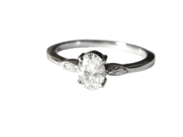 Natural 1 Carat Moissanite Solitaire Engagement Ring 5x7 mm oval Moissanite Ring - £52.69 GBP