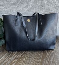 Tory Burch Tote Bag Large Black Pebbled Leather 15&quot; x 11&quot; Double Strap S... - €46,79 EUR