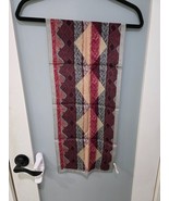 Adrienne Vittadini Vintage Silk Scarf Geometric Burgundy Tan Japan 11x50 - $13.09