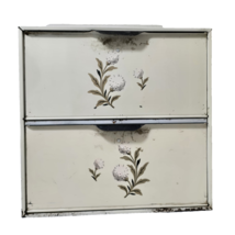 Vintage Aluminum Two Drawer Bread Box 13&quot;x12&quot; with Floral Motifs READ - $2,270.08 MXN