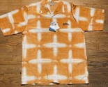 SOUTHPOLE Mens Shirt Size L Short Sleeve Button Up Orange/White NWT Logo - $14.85