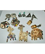 Lot of VINTAGE 80&#39;s Artisan Mixed Metal Bead Pin/Brooches Earrings Signe... - £100.71 GBP