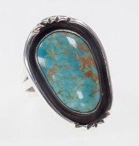 Navajo Royston Turquoise Ring Set In Sterling Silver Size 10.50 - £101.58 GBP