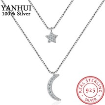 YANHUI New Trendy Double Layered Choker Necklace With Moon&amp; Stars Pendant Multis - £18.44 GBP
