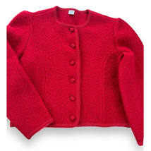 Vtg. Lands End Bouclé Jacket Wool Sweater Cardigan | Sz 10, Red Vintage - £36.77 GBP