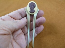CAH1-1 RARE African American Woman face front brown CAMEO Hairpin hair p... - $28.99